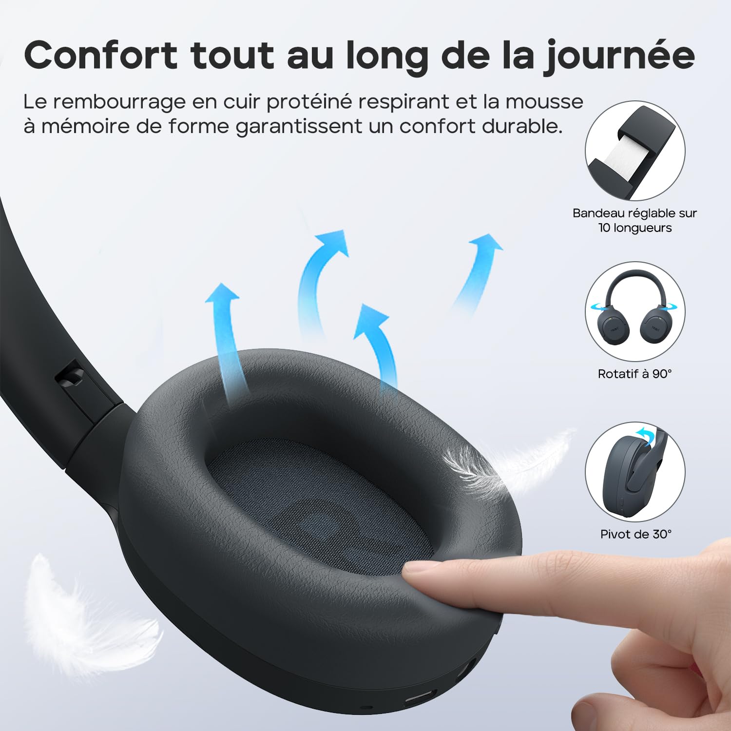Tribit QuietPlus 81 Casque Bluetooth sans Fil, réduction de Bruit