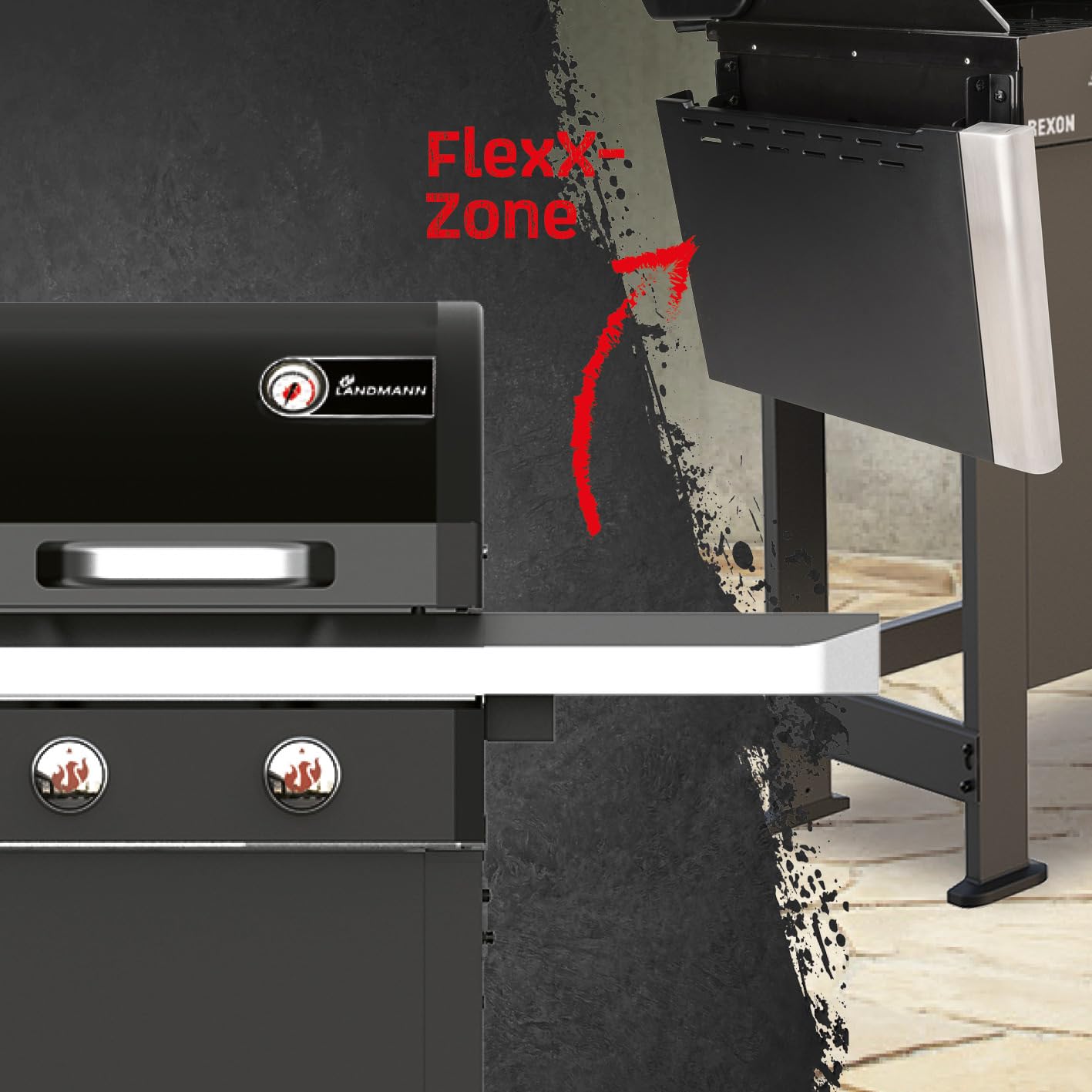 Landmann Rexon PTS 2.0 Gasgrill | 135 cm | 2 stufenlos einstellbare Edelstahlbrenner | Doppelwandiger Deckel mit Thermometer [schwarz]