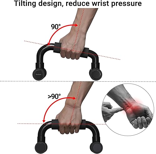 Miniatura 4 de READAEER Barras de realce para gimnasio, equipo de ejercicio, fitness, 1 par de asas de flexiones con agarre de espuma acolchada y estructura