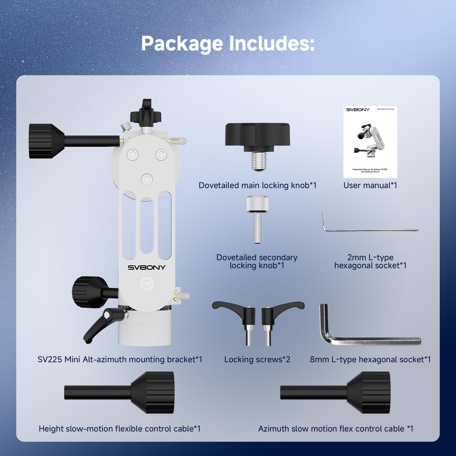 Svbony SV225 Mini Montaż Alt-Az, Akcesoria Teleskopu z Regulowanym Kątem | Do Astronomicznej Obserwacji Wizualnej, 5 kg Maksymalna Nośność, Aluminium Azymutalne Alt-az, CNC Pusta Struktura,
