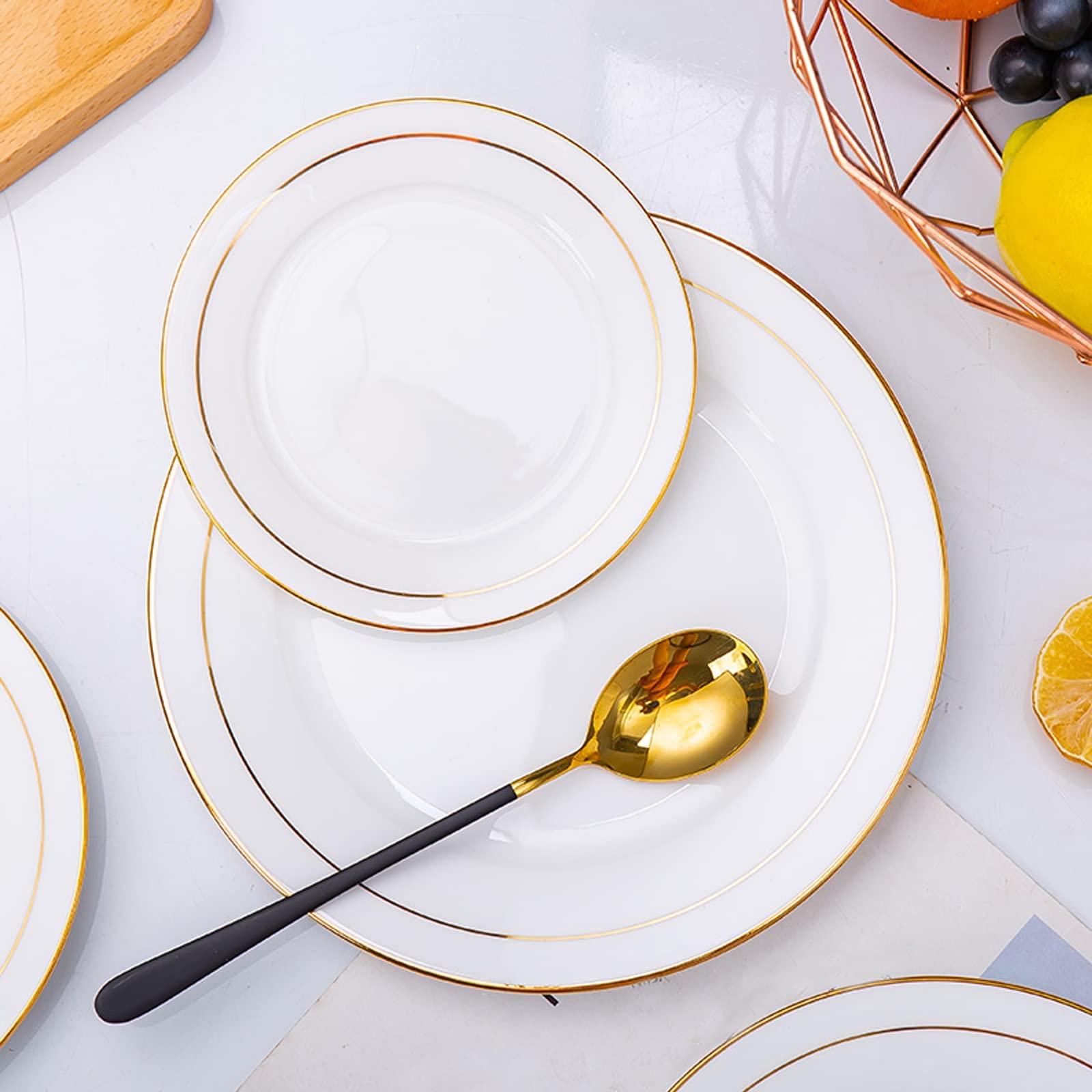 Amazon.co.jp: セラミックプレートセット、ラウンド プレート