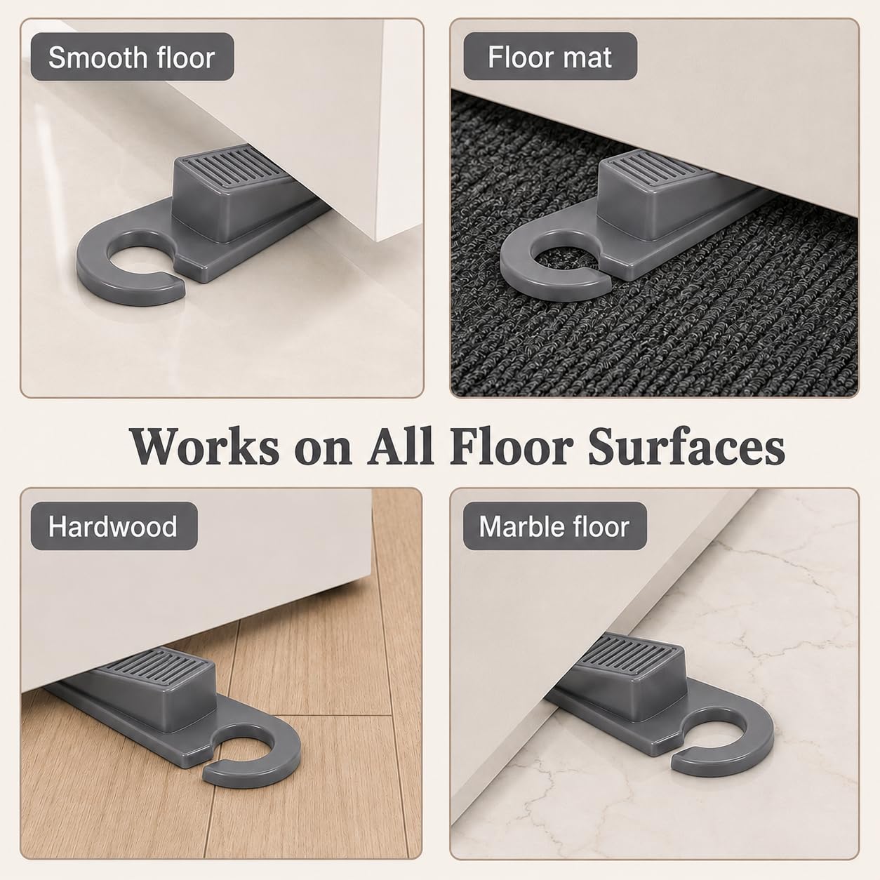 Rubber Door Stopper Wedge Set of 2 | Heavy Duty Anti-Slip Door Stop with Hanging Hook | Non-Slip Rubber Door Holder for Wood, Tile, Marble, Granite & Laminate Floors | Grey, Home & Office Use — Amazon image 6