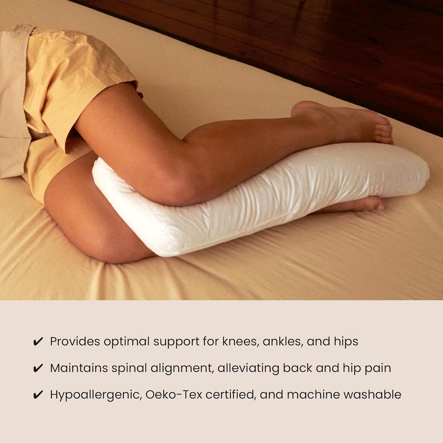 FOSSFLAKES Knee Ankle Pillow with Cover – Orthopedic Support Cushion for Side and Back Sleepers – Therapeutic Leg Alignment, Breathable & Washable by Nordic Sleep