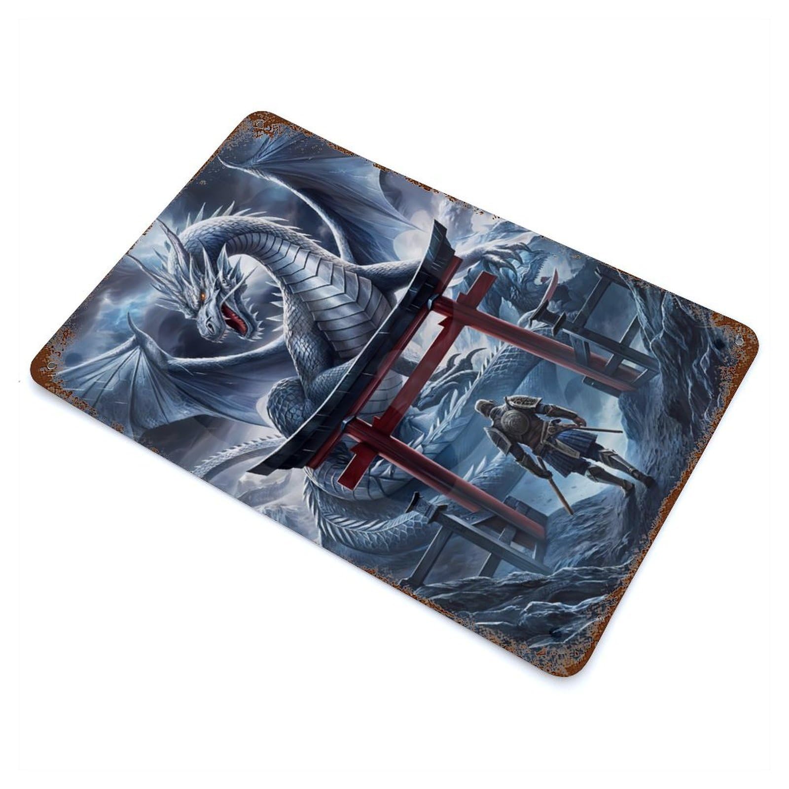 Dragon And Soldier Torii Retro Metal Sign 11.8"x7.9", for Garage, Bar And Workshop Decor, Shabby Chic Decor