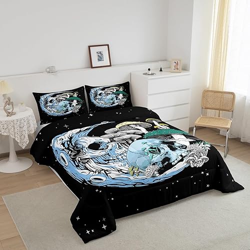 Miniatura 54 de Castle Fairy Juego de edredón con bandera estadounidense, tamaño King, ropa de cama de animales de pastor alemán para niñas y adolescentes, juego