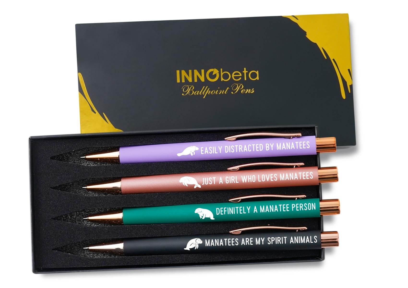 InnoBeta Manatee Gifts Ballpoint Pen Set of 4, Funny Mantee Gifts for Birthday, Christmas