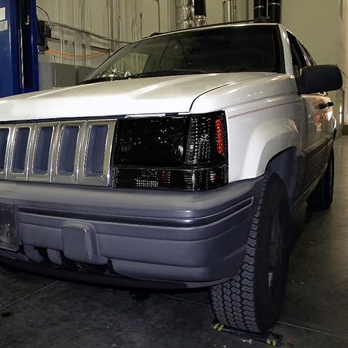 Miniatura 2 de Spec-D Tuning Parachoques de humo y luces de esquina de señal ámbar reflector para Jeep Grand Cherokee 1993-1996 par izquierdo + derecho