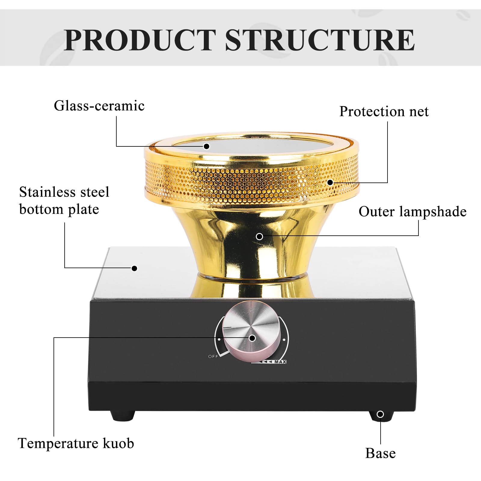 Calentador de haz halógeno Quemador de café sifón halógeno Calentador para cafetera Syphon 110V 2