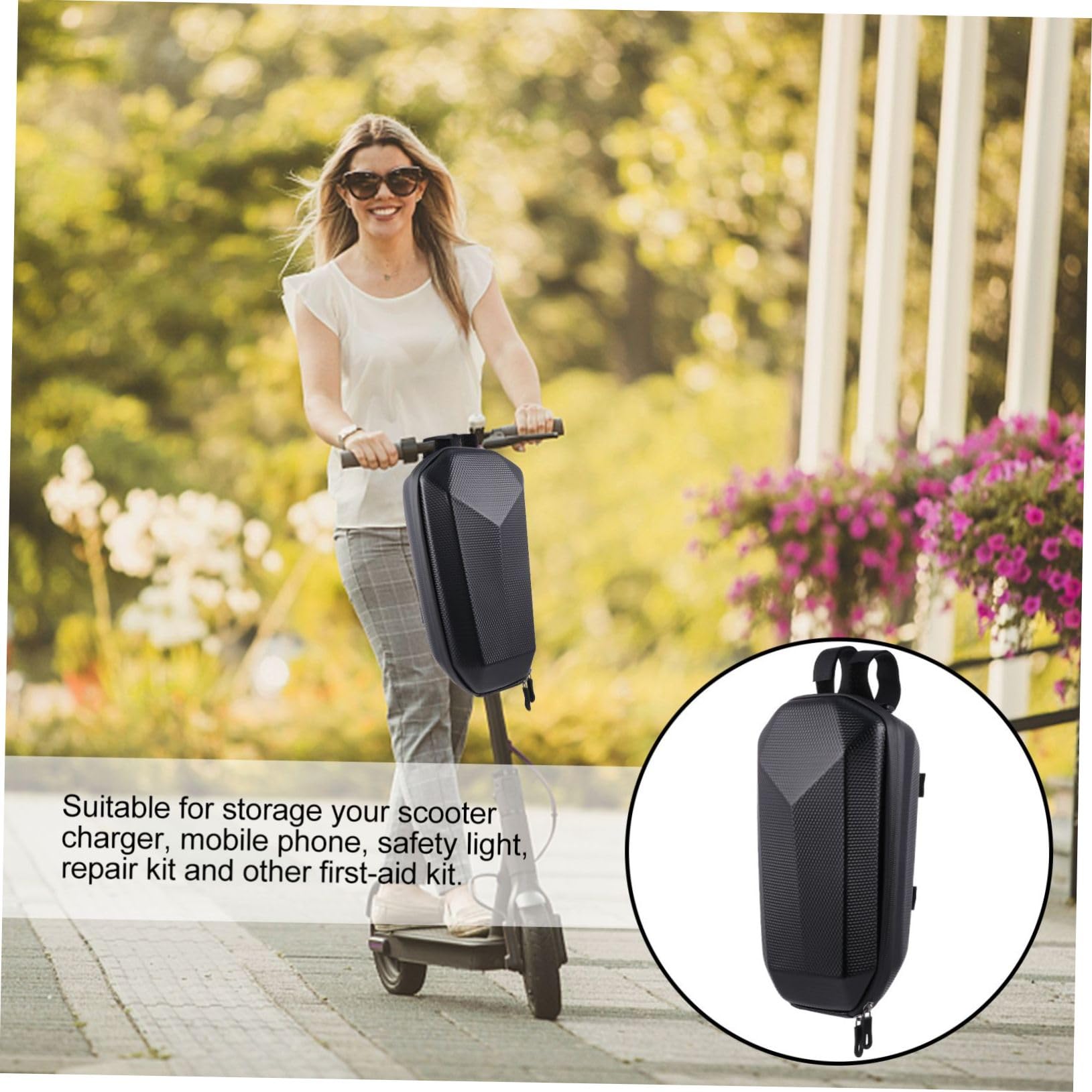 Sacoche Étanche pour Guidon de Trottinette et Vélo Électrique Pochette de Rangement Rigide EVA Capacité Spacieuse Multifonction pour Téléphone et Accessoires Fermeture Zippée