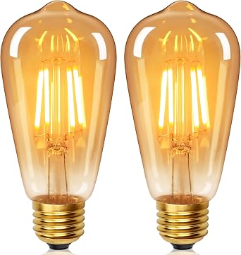 YUNRRD Vintage Light Bulb E27 Screw LED Edison Bulb,Warm White,4W,2Pcs [Energy Class A]