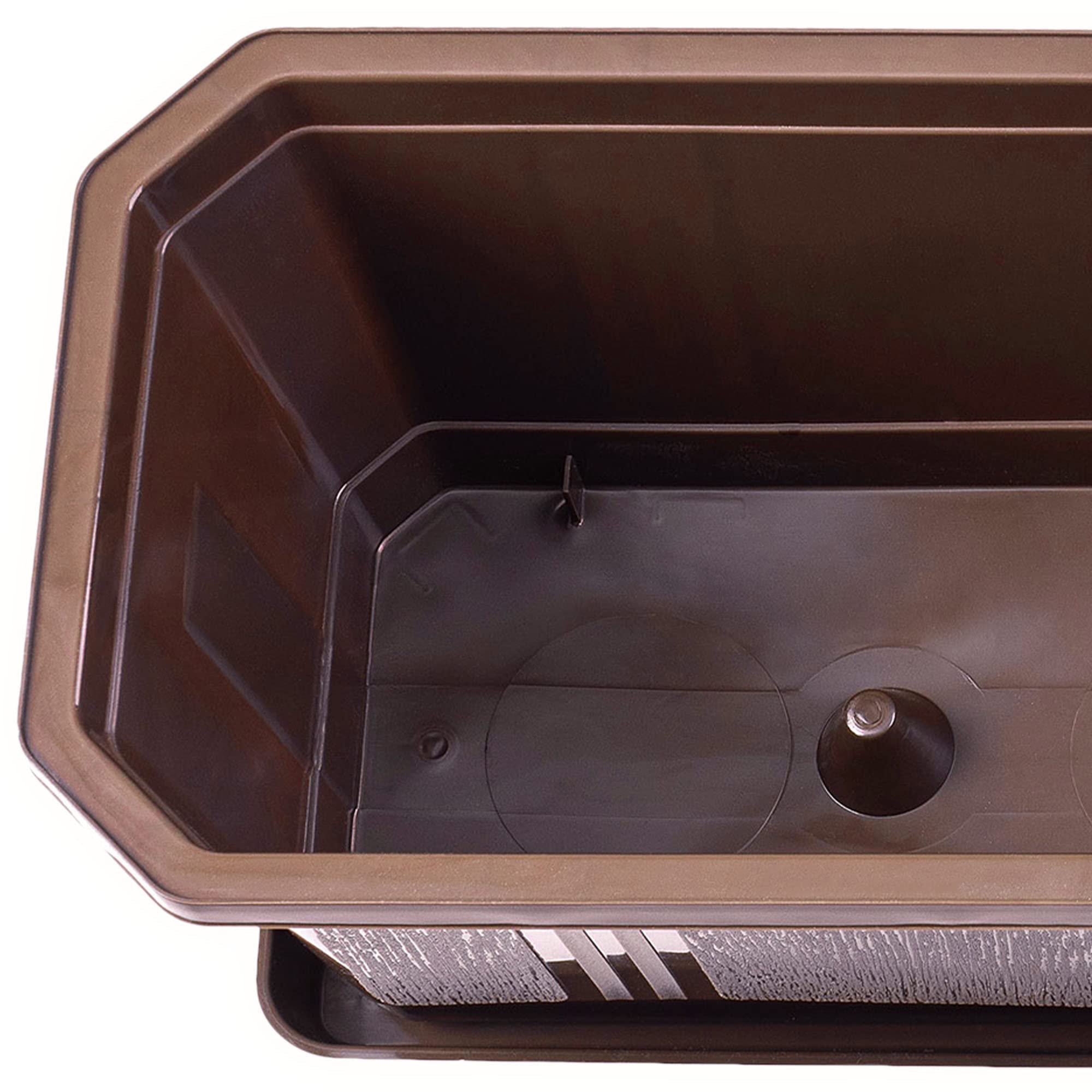KADAX Fioriere Rettangolari per Ringhiere da Esterno, Vasi per Piante da Balcone in Plastica con Sottovasi e Portavasi (Marrone, Set di 4: 80 cm)
