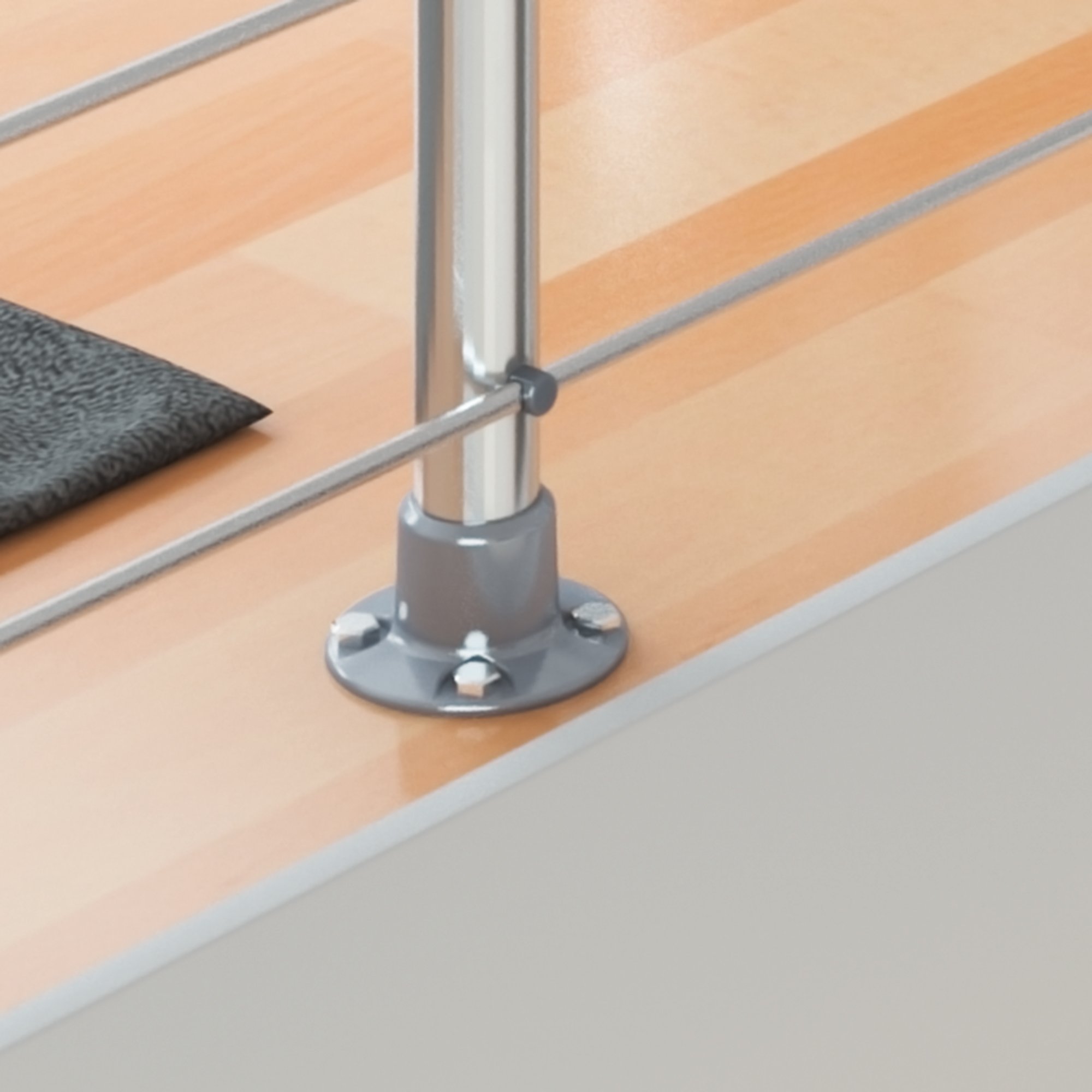 DOLLE Aluminium Geländer-Set Handlauf aus Buche Füllstäbe aus Edelstahl aufgesetzte Montage 150 cm