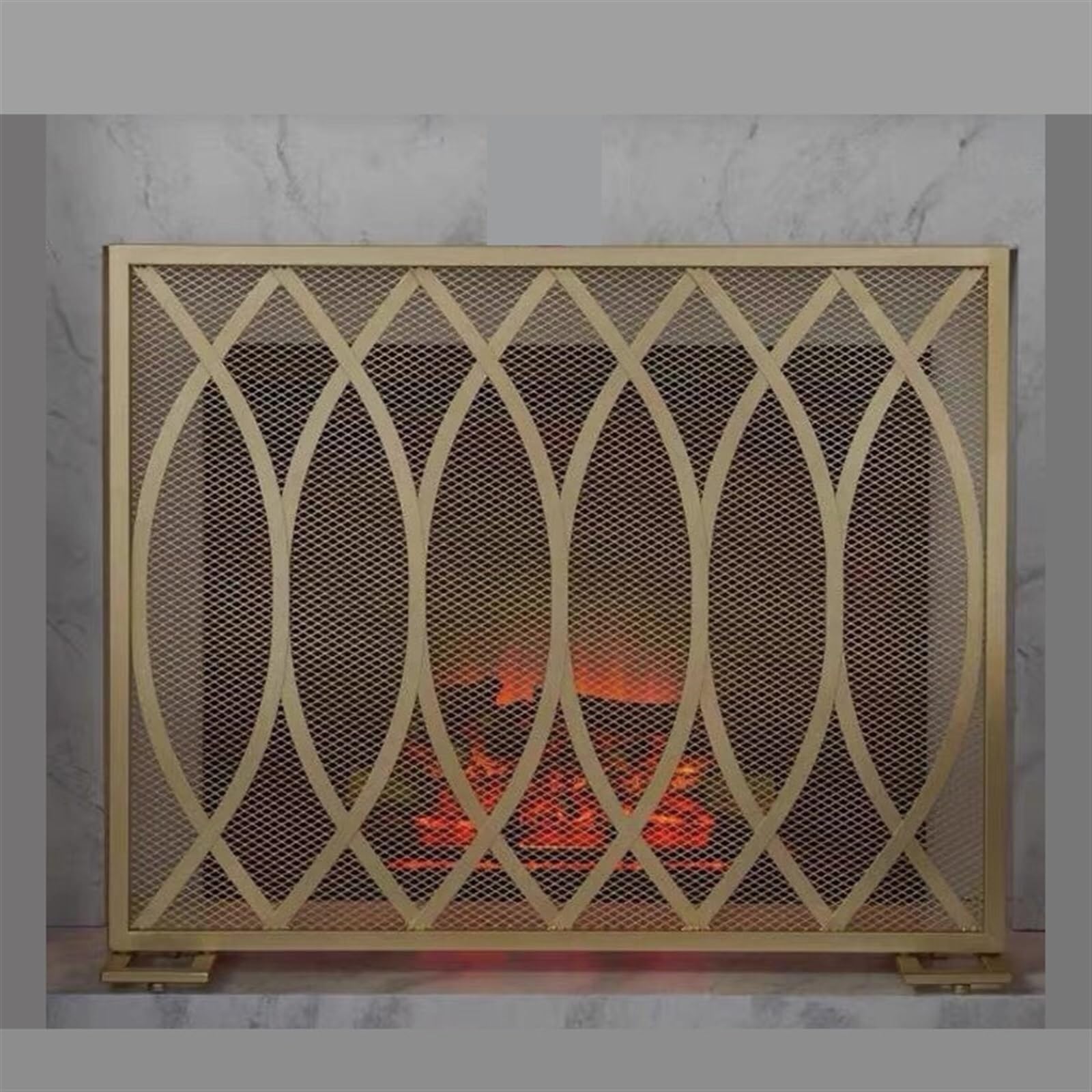 Pare-feu de cheminée Style européen Couleur Or, Accessoires décoratifs pour poêle Domestique avec Grille