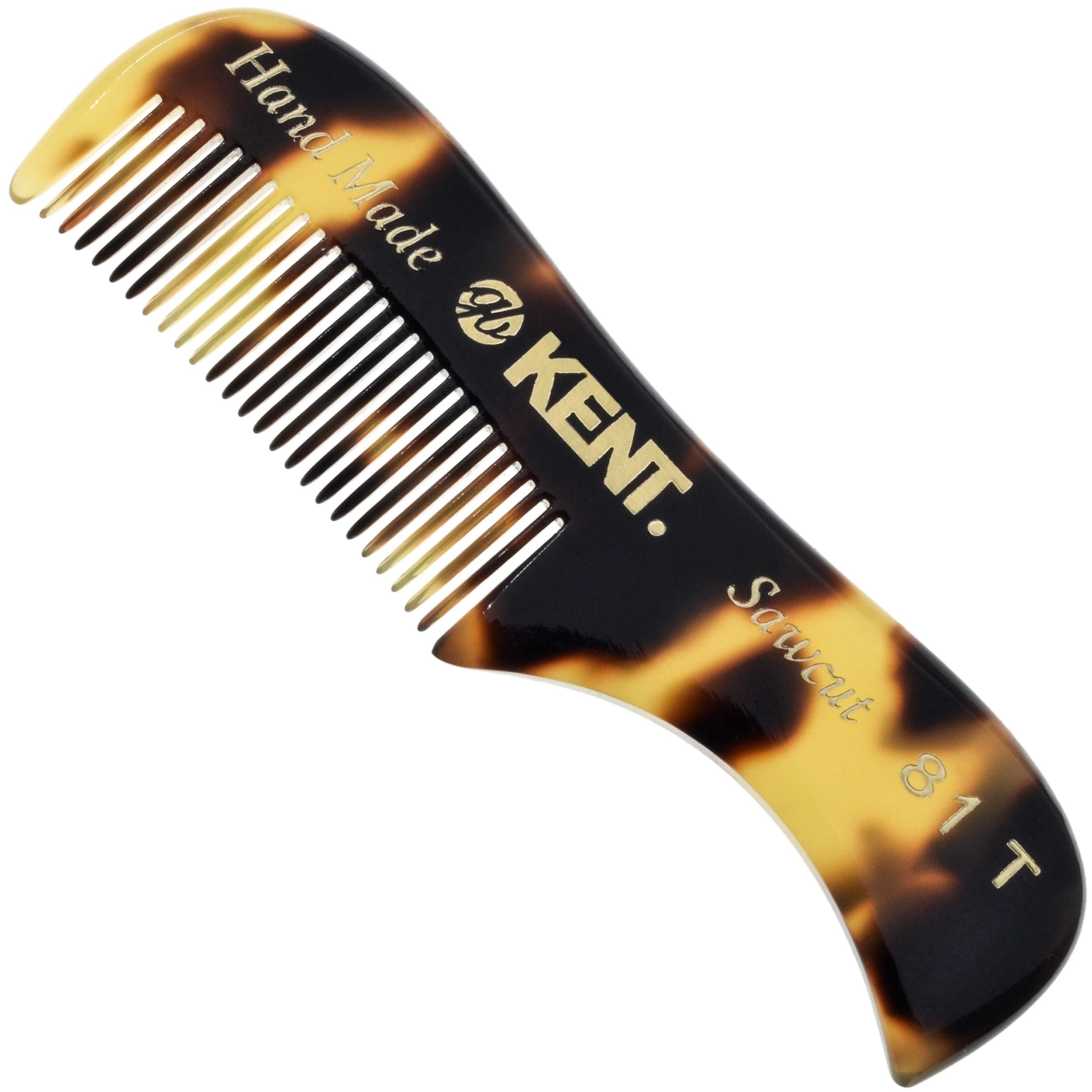 Kent A 81T TY X-Small Gentleman's Beard and Mustache Pocket Comb, Fine Toothed Pocket Size for Facial Hair Grooming and Styling. Saw-cut of Cellulose Acetate, Hand Polished. Hand-Made in England