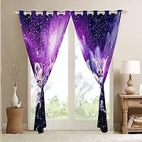 Vista 4 de Cortinas de ventana con diseño de gatos y mascotas, cortinas Kawaii para ventana de espacio exterior, para dormitorio, sala de estar, para niños