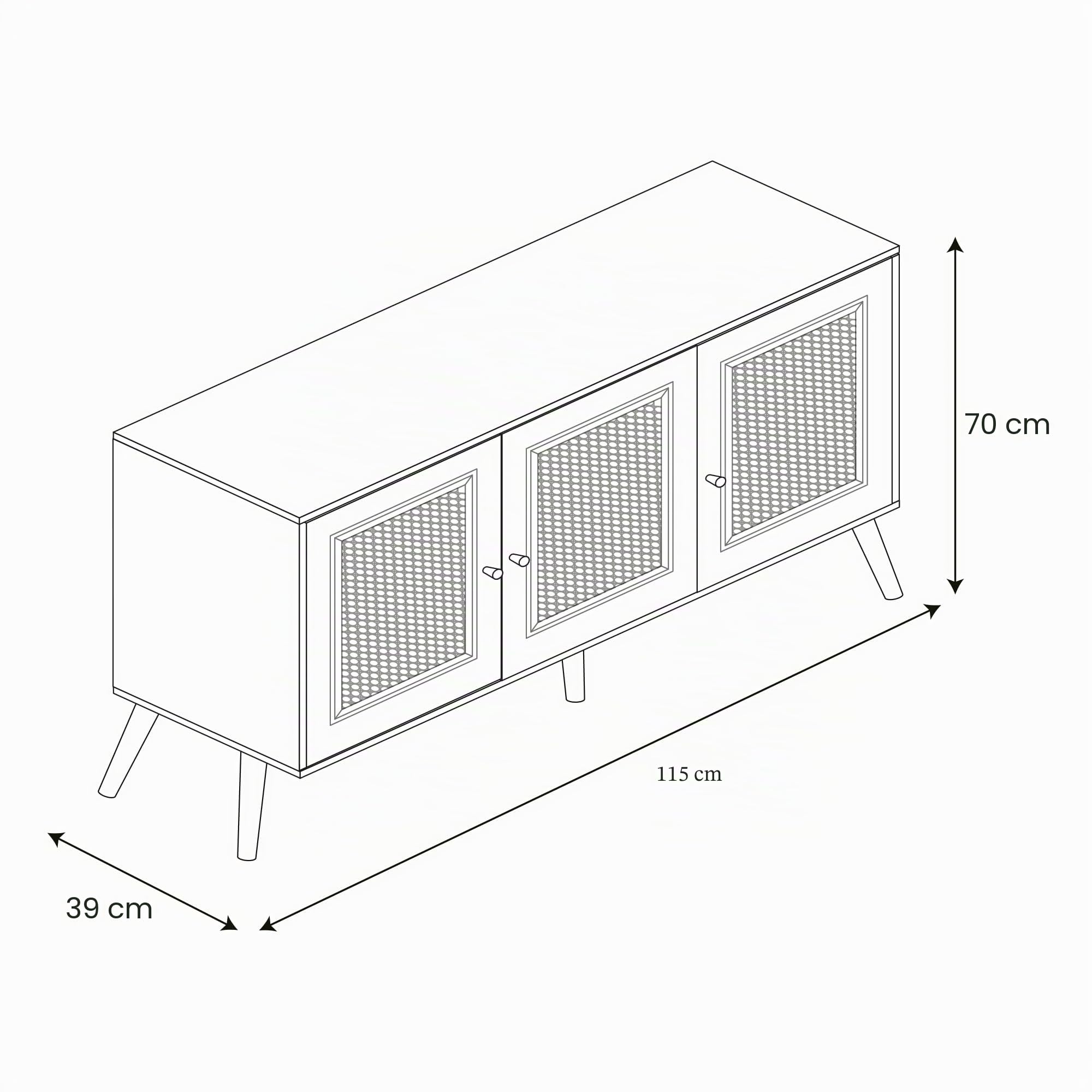 HOME DECO FACTORY - HD7454 Aparador 3 Puertas de Madera - Estilo Bali - Almacenamiento Elegante para Salón o Comedor - para tu Hogar - Acabado Beige Oro Crema | Aparador de madera de 3 puertas estilo Bali - Mueble de almacenamiento resistente para sala de