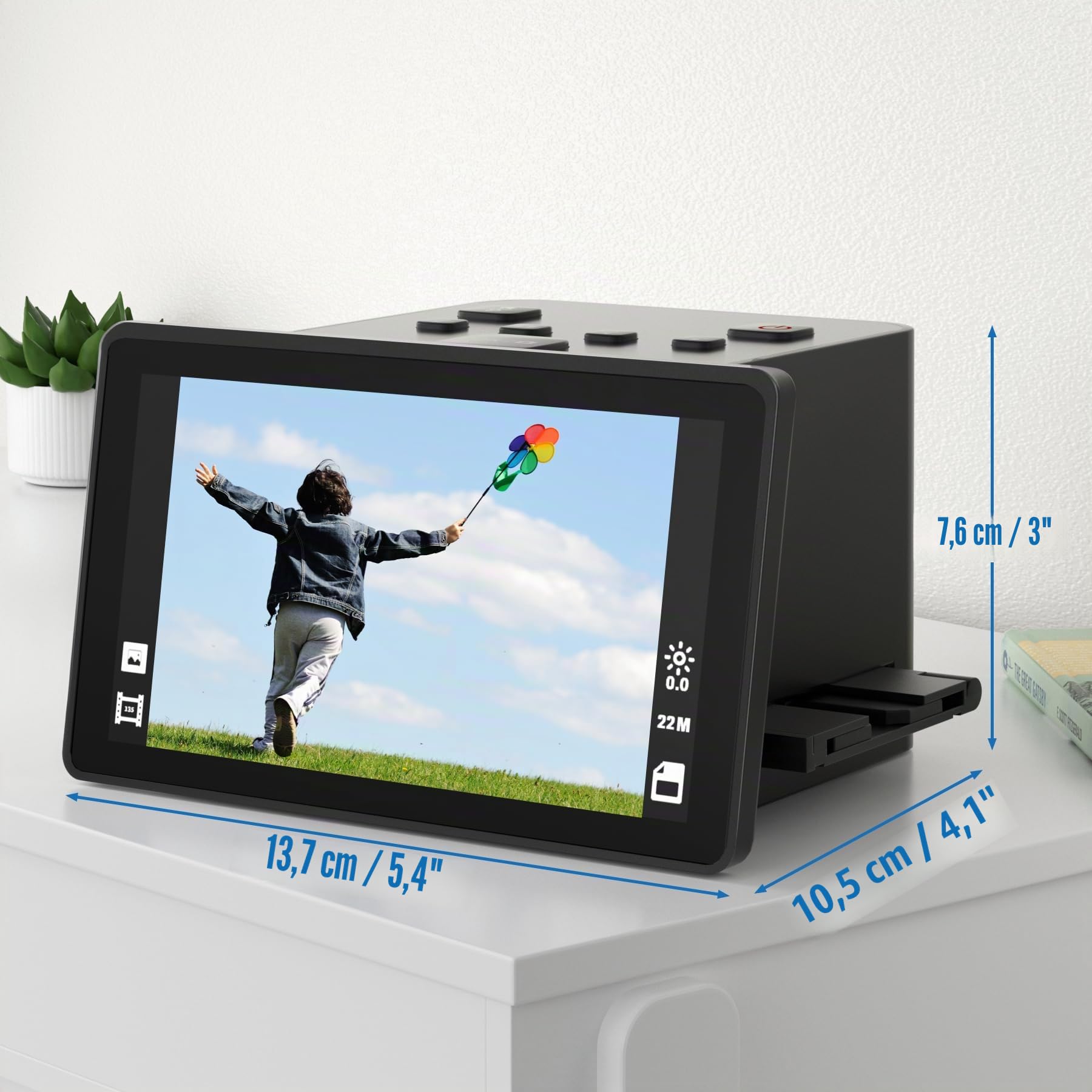 Scanner per Negativi e Diapositive, Display LCD da 5", JPEG 22 MP | Per negativi 135, 126, 110 e KPK, pellicole Super 8, digitalizzazione di pellicole e diapositive, conversione digitale JPEG