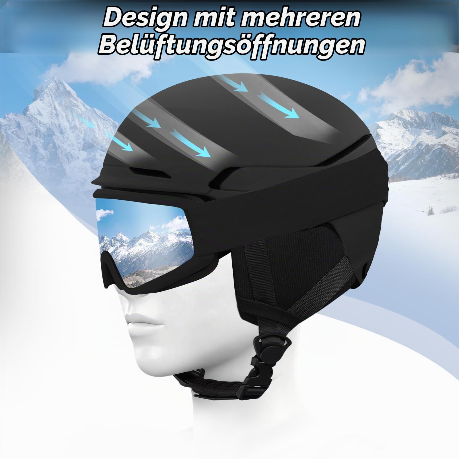 VCOROS Skihelm mit Skibrille Skimaske DXH-811 Skihelme für Unisex
