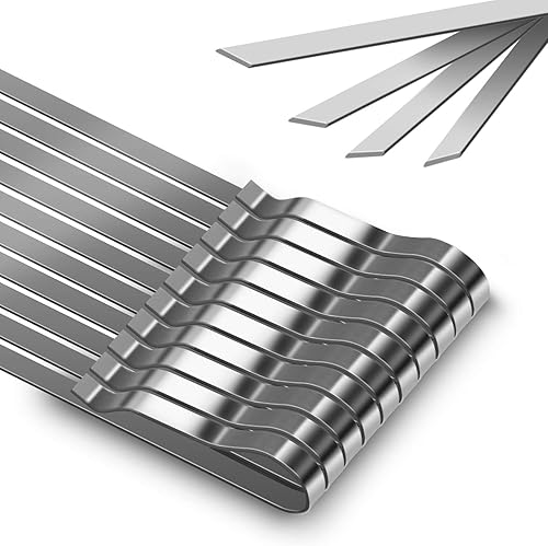 Miniatura 6 de Kabob Pinchos largos de acero inoxidable de 17 pulgadas, pinchos largos para barbacoa de barbacoa, palos de metal planos para carne y pollo, juego