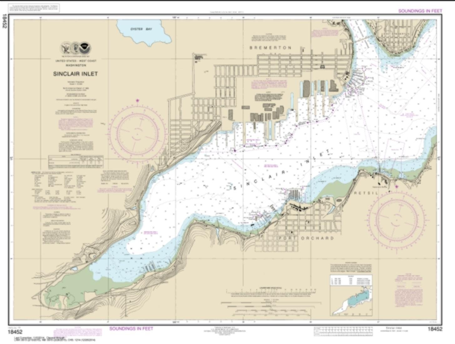 NOAA Chart 18452-Sinclair Inlet - Water-Resistant - by East View Geospatial-image-4