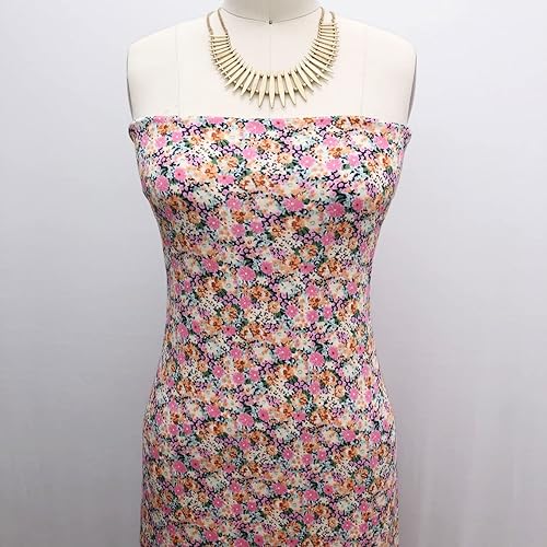 Miniatura 2 de Texco Inc Rayón Spandex Pequeñas Flores  Tejido de punto elástico en 4 direcciones Ditsy Floral PrintMaternidad, Ropa, Tela de bricolaje, Rosa
