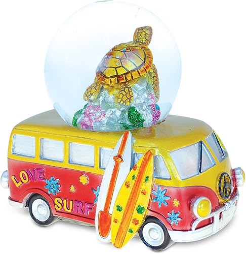 COTA Global Van con globo de nieve de tortuga marina - Figura de globo de agua con purpurina brillante, adorno coleccionable para decoración del