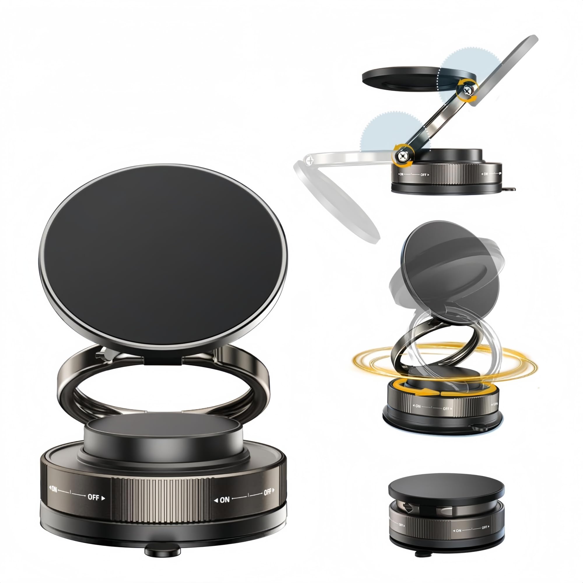 GTIOT スマホホルダー 車載マグネットスタンド、24×N55磁石、360°回…