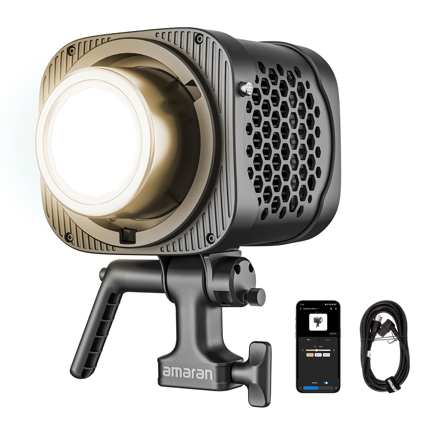 amaran Halo 300x 305W Luz LED COB Bi-Color, 16.200 Lux a 1m, Diseño Monolight con alimentación AC integrada, Montura Bowens Metal, CRI 96+, TLCI 97+, Control DMX y App