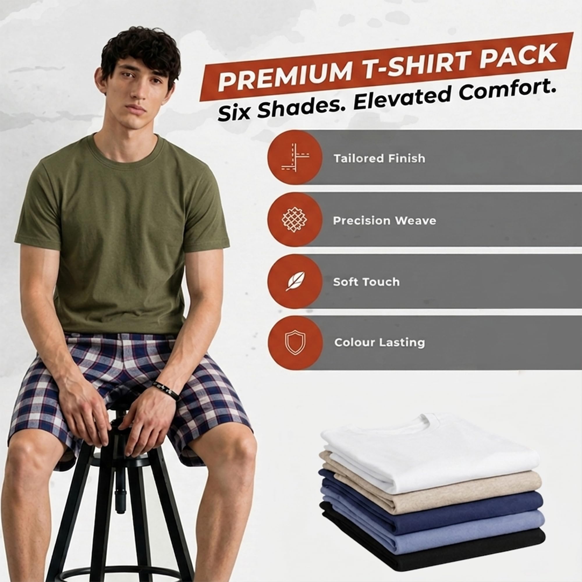 Confezione da 5 magliette da uomo tinta unita girocollo stile corsa sport palestra comoda casual abbigliamento attivo cotone biologico morbido vestibilità regolare slim fit mezza manica