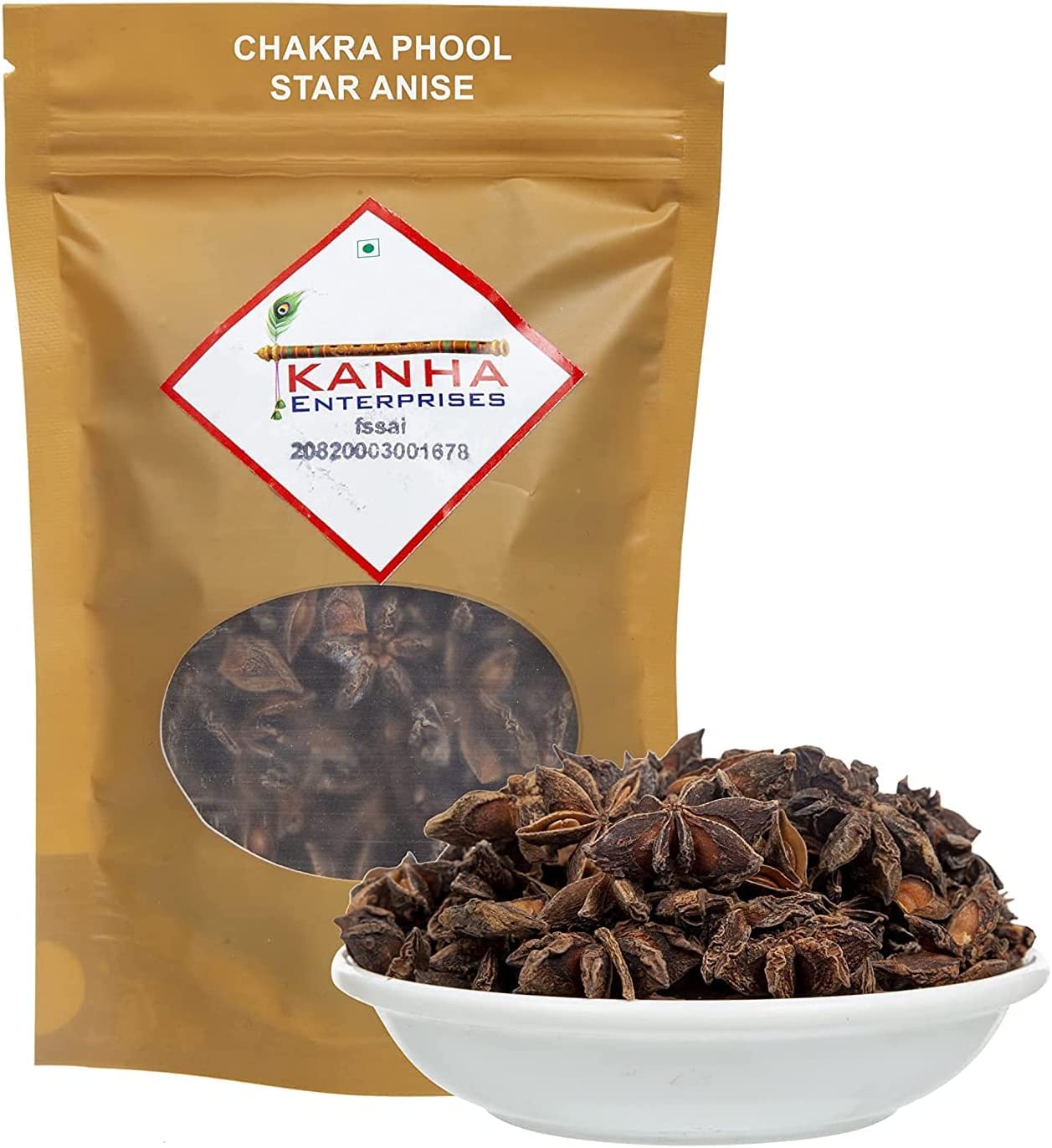 QRAKanha Enterprises Natural Fresh Star Anise Whole Chakar Phool Badiyan Chakri Fool Aromatic Spice (200 Grams)