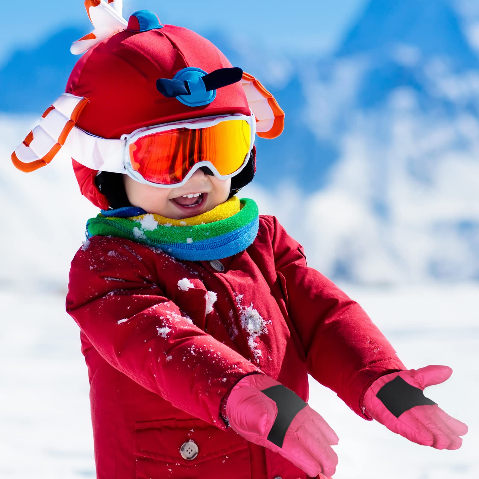 SATINIOR 2 Pares Guantes de Esquí Snowboard Invierno de Niños Manoplas de Nieve a Prueba de Viento