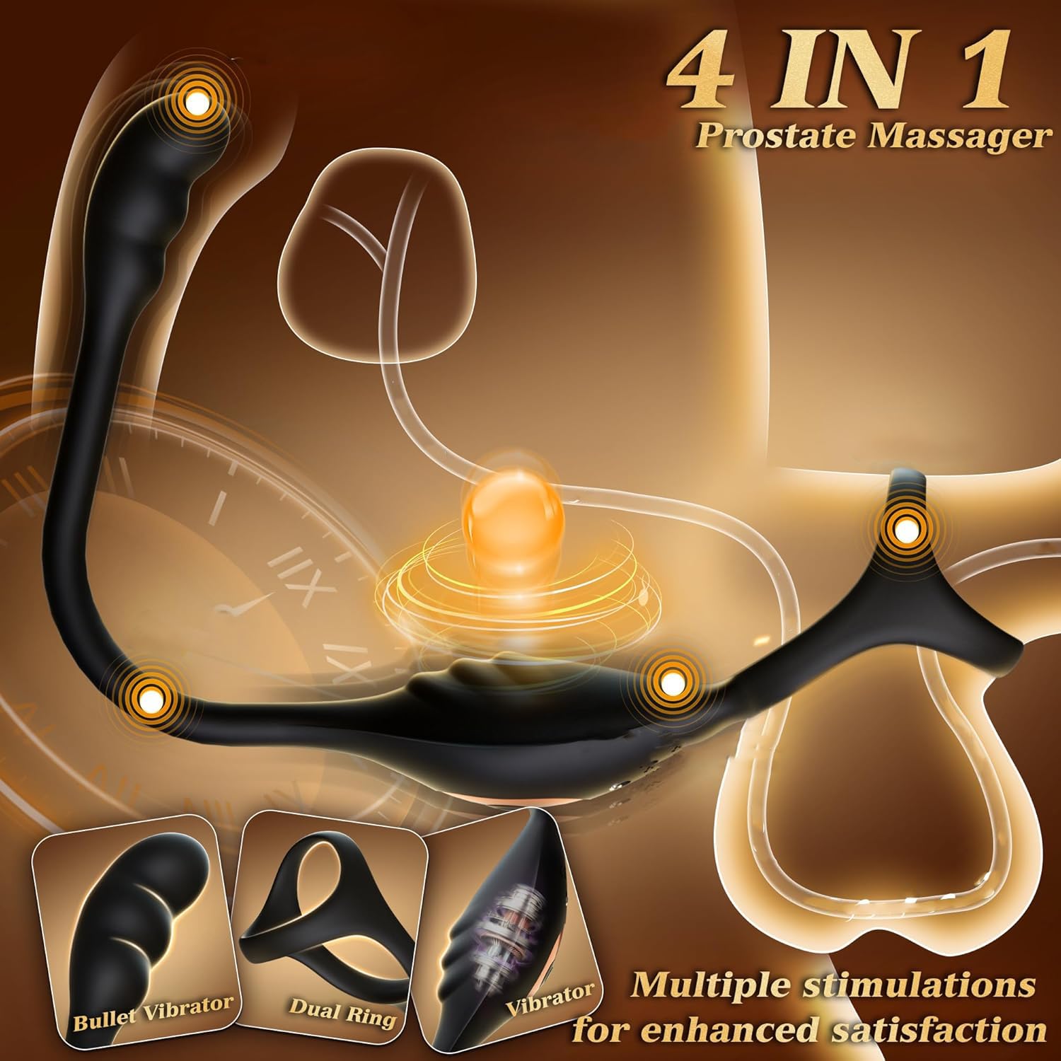 Vibratore Anale con anello Pene Lui Sex Toy, Anal Plug Vibratoreper Uomo Professionale, Plug anale-dilatatore uomo, Sex Toys Prostata Vibratore per Uomo Plug Analesex Toy Stimolatore Prostata per Lui