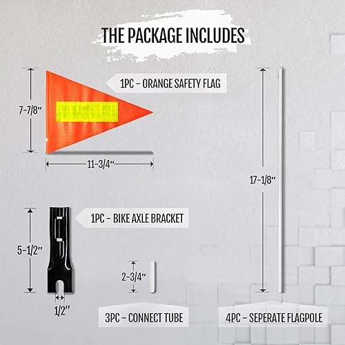 Miniatura 10 de Anley Bandera de seguridad para bicicleta de 6 pies con poste de fibra de vidrio y soporte de montaje, longitud ajustable, alta visibilidad y