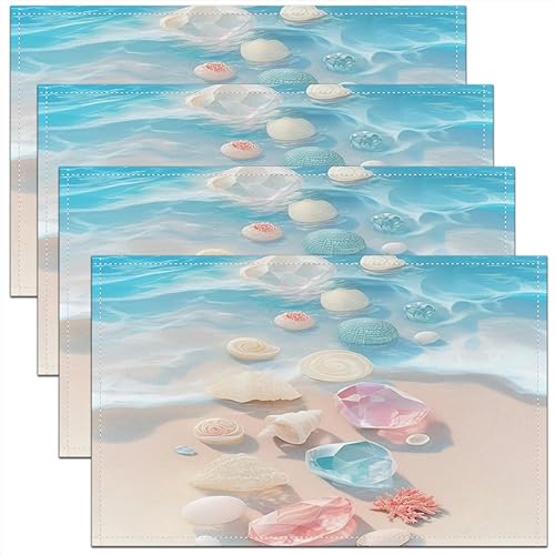 Miniatura 25 de jejeloiu Juego de 4 manteles individuales con estampado de radio Boombox de 18 x 12 pulgadas, manteles individuales retro para mesa de radio, Azul