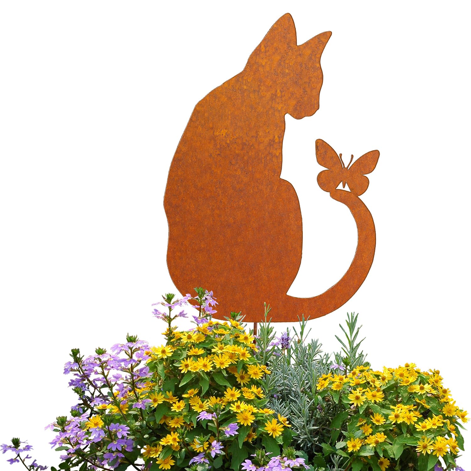 Gatto decorazione da giardino ruggine spina da giardino, spina in metallo arrugginito, decorazione per giardino, terrazza, balcone