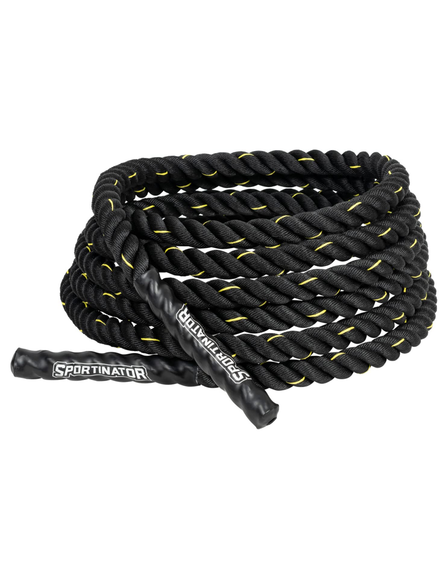 SPORTINATOR® Fitness Battle Rope 9 m langes und 7 kg schweres Trainingsseil, mit Kunststoff umwickelten Enden als Griffe. Perfekt für Koordinations- und Ausdauertraining. Für Damen und Herren