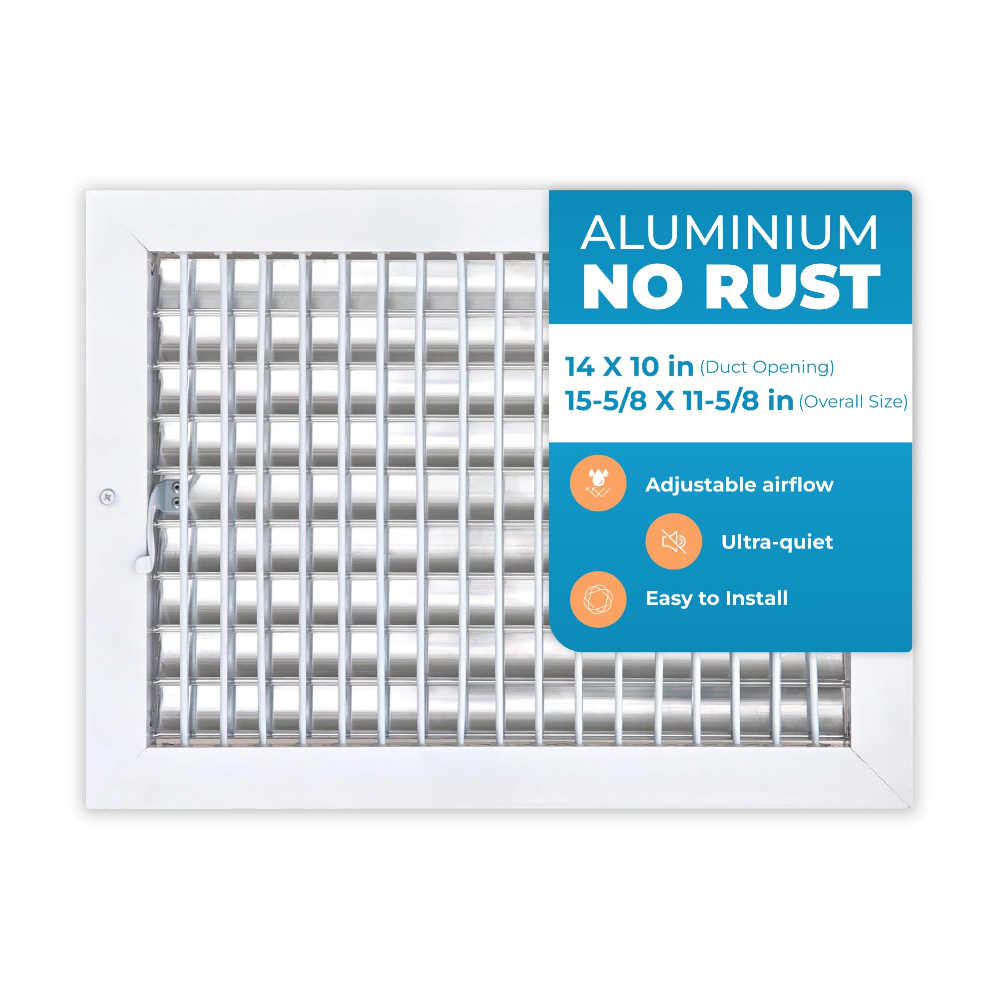 Cubierta de ventilación de aluminio de 14 x 10 pulgadas, rejilla de aire acondicionado de pared, cubierta de ventilación de registro premium, ventilación de pared de aluminio inoxidable duradera,