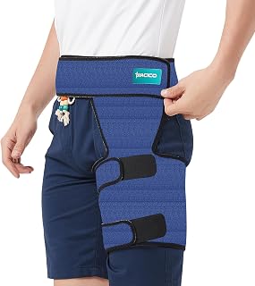 Hip Brace for Men & Women - Sciatica Pain Relief Devices, Compression Support Wrap for Thigh Injury,Groin, Hamstring, Joints, Hip Pain, Improved Mobility & Recovery (Blue Left)