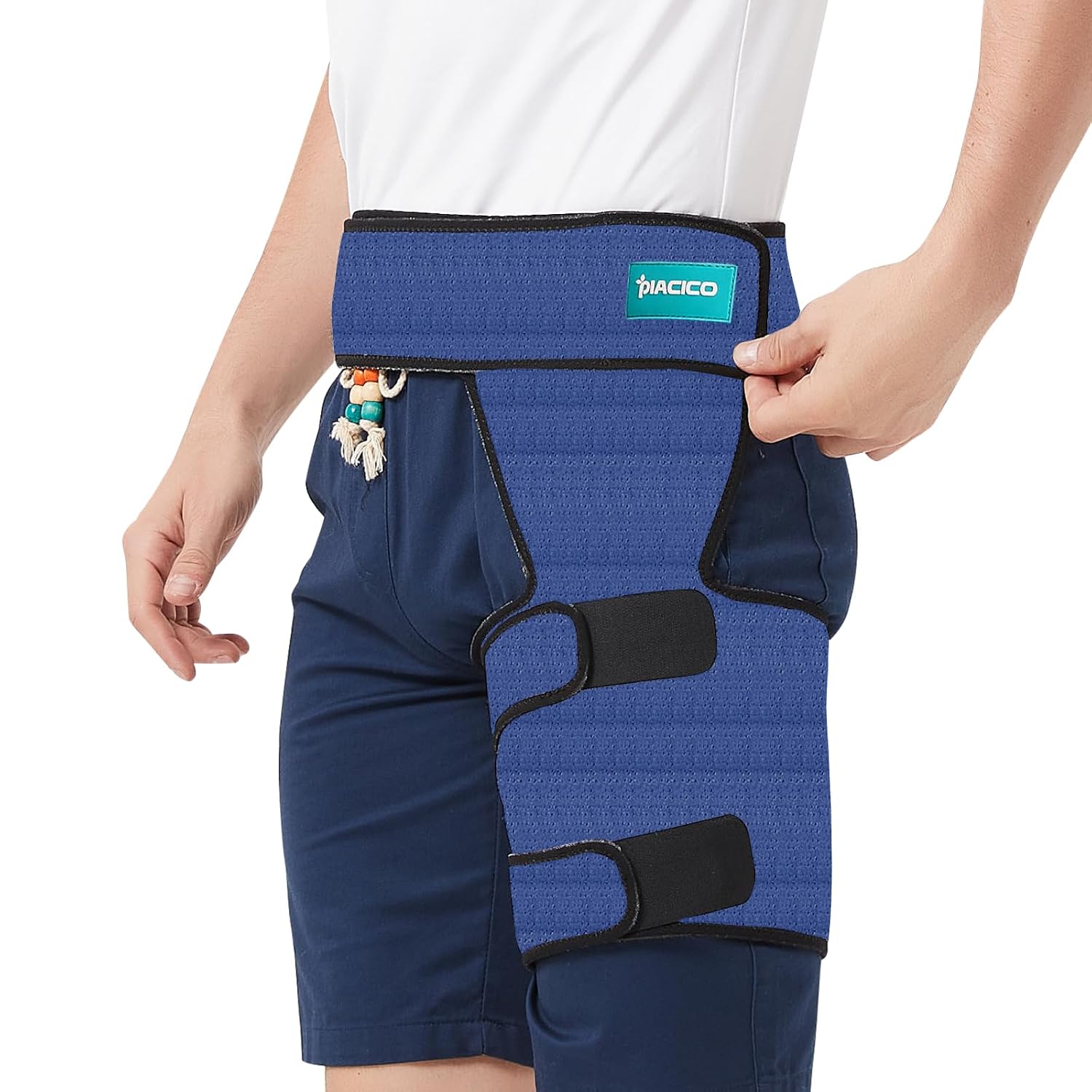 Hip Brace for Men & Women - Sciatica Pain Relief Devices, Adjustable Compression Support Wrap for Thigh Injury, Groin, Hamstring, Joints, Hip Pain, Improved Mobility & Recovery (Black Left)
