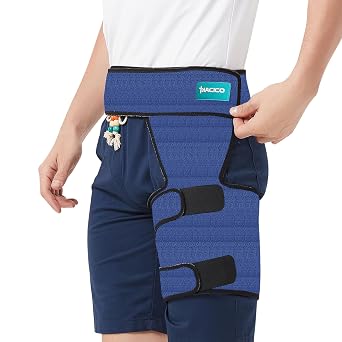 Hip Brace for Men & Women - Sciatica Pain Relief Devices, Compression Support Wrap for Thigh Injury,Groin, Hamstring, Joints, Hip Pain, Improved Mobility & Recovery Blue Left