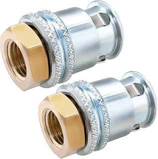 YSIL Lock on Air Chuck 1/4" FNPT Closed Flow Tire Chuck Tire Inflator Air Compressor and Gauge Standard Bore Brass Heavy Duty Air Chuck Quick Connect (2 Pack)