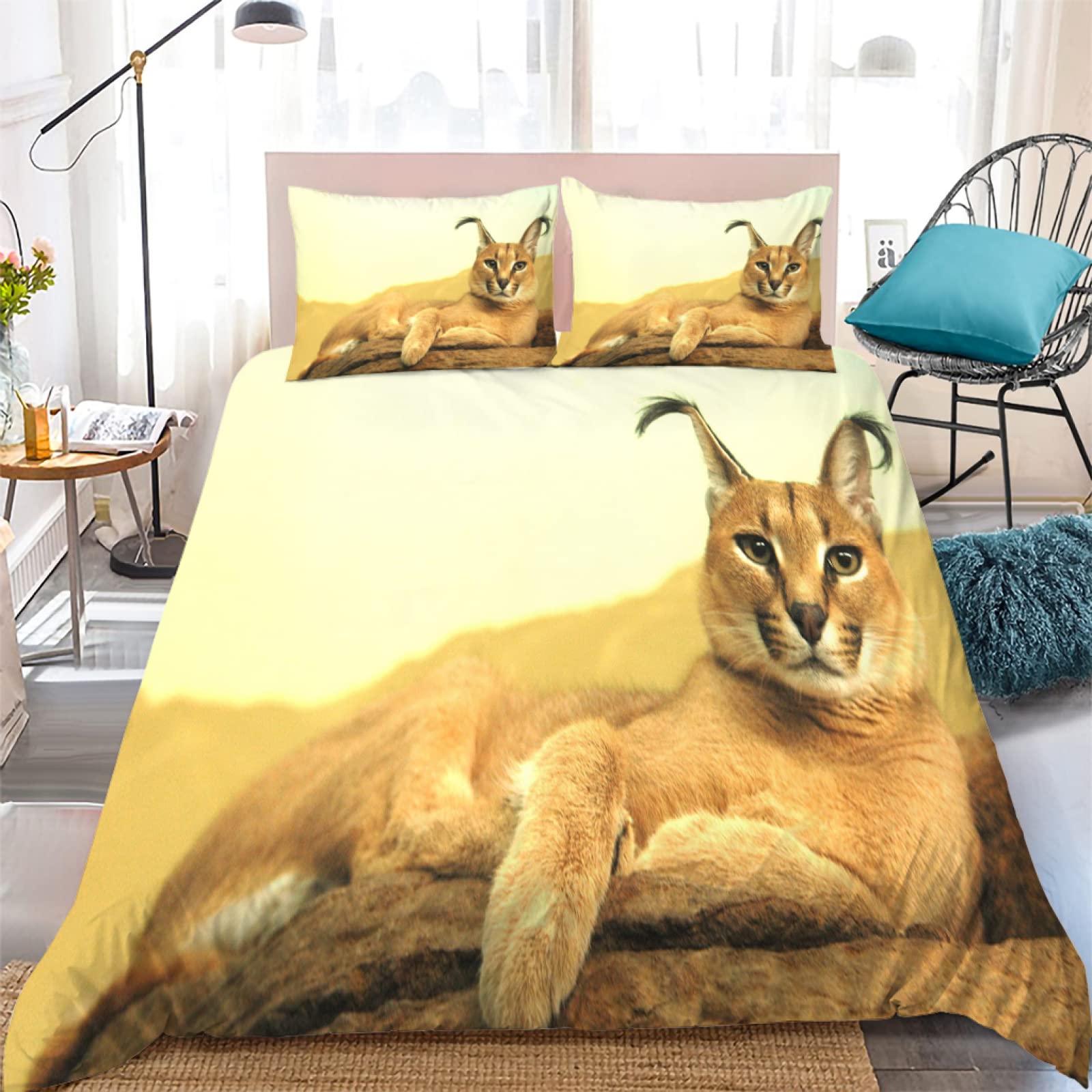 Parure de Lit 2 Personnes Finie la Couette qui Glisse Housse 220x240 Jaune