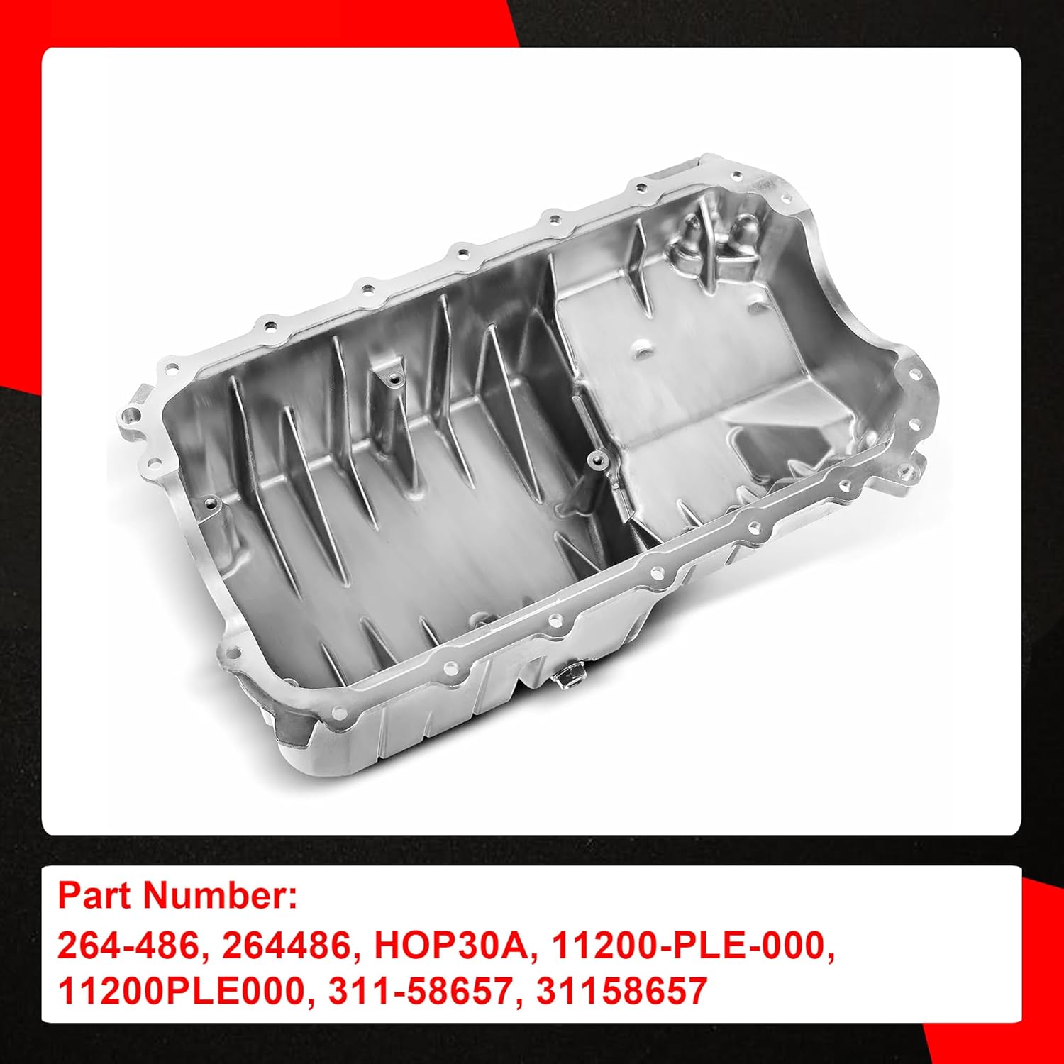 264-486 Engine Oil Pan Sump with Drain Plug Compatible with Honda Civic EX GX 2001-2005 L4 1.7L Replace 11200PLE000
