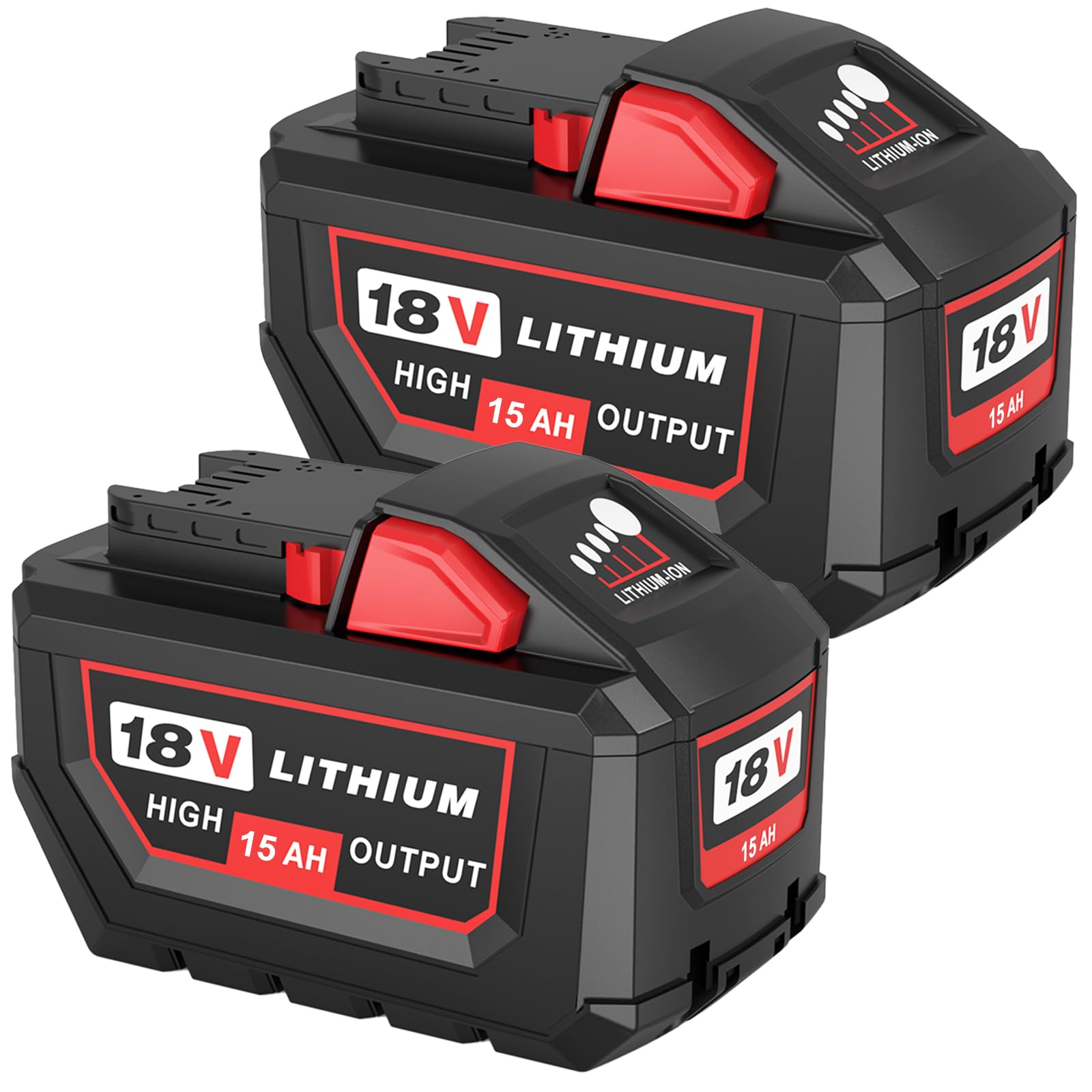2Packs Extended 15Ah High Output Replacement for Milwaukee 18V Battery | Compatible with…