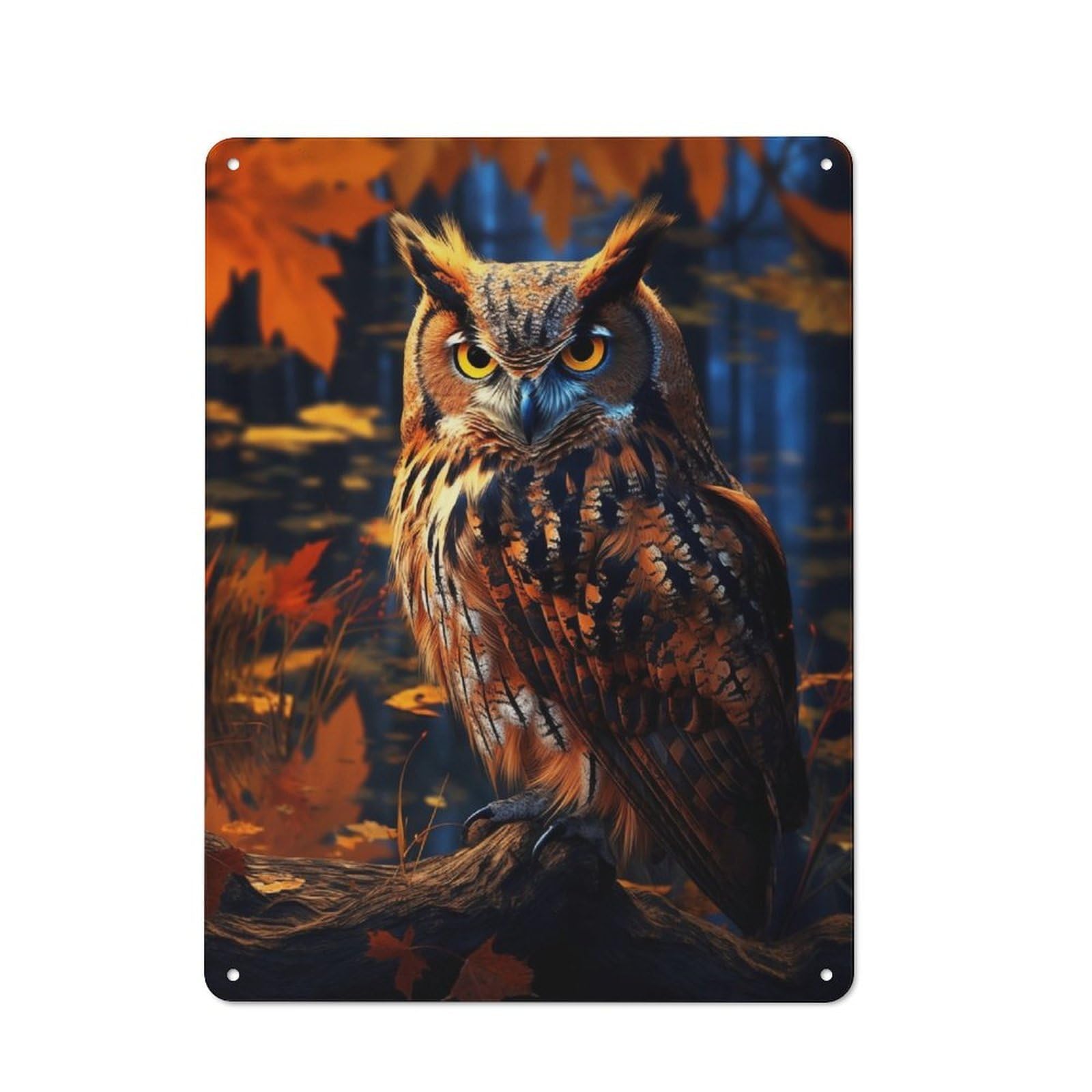 Junmoney Fantasy Owl Rustic Tin Sign 40X30cm For Man Cave Or Games Room, Housewarming Present For People Styling Man Cave And Games Room