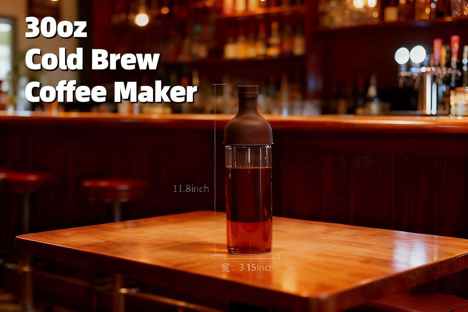 Cold Brew Coffee Maker Iced Coffee Tea Pitcher - 30oz Portable Brewing Coffee Cup with Filter