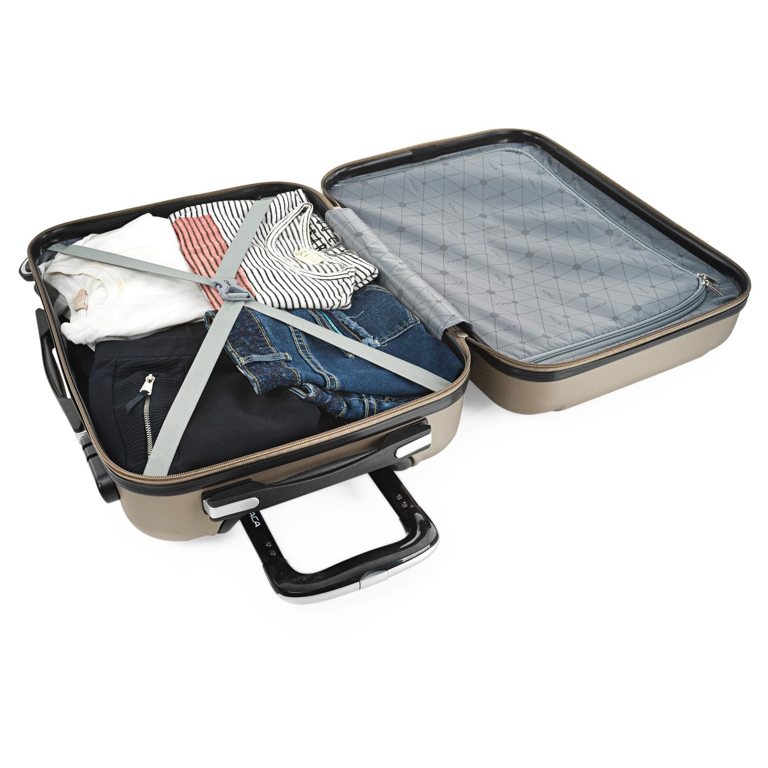ITACA - Maleta de Cabina 55x40x20 - Maletas De Viaje Cabina Rígidas Trolley con 4 Ruedas Dobles para Avion Ligera Equipaje De Mano Candado de Combinación. Compatible Ryanair, Champagne — view 7