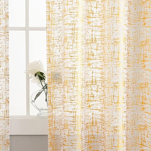 Cortinas traslúcidas doradas y blancas para dormitorio, elegantes y geométricas de lámina dorada, cortinas transparentes brillantes para sala de