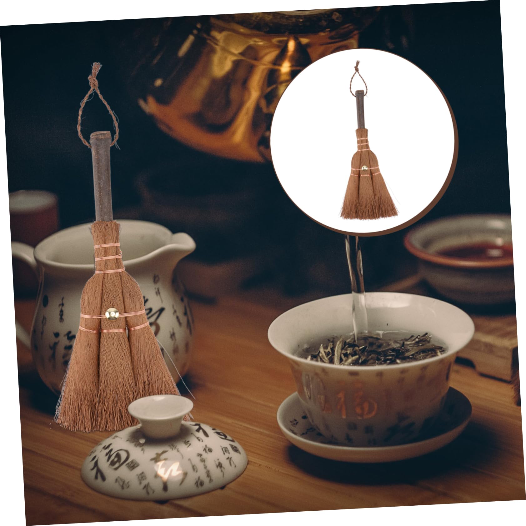 UTHCLO 2 Pcs Tea Ceremony Broom Lightweight Small Push Broom for Hardwood Floors Easy to Store
