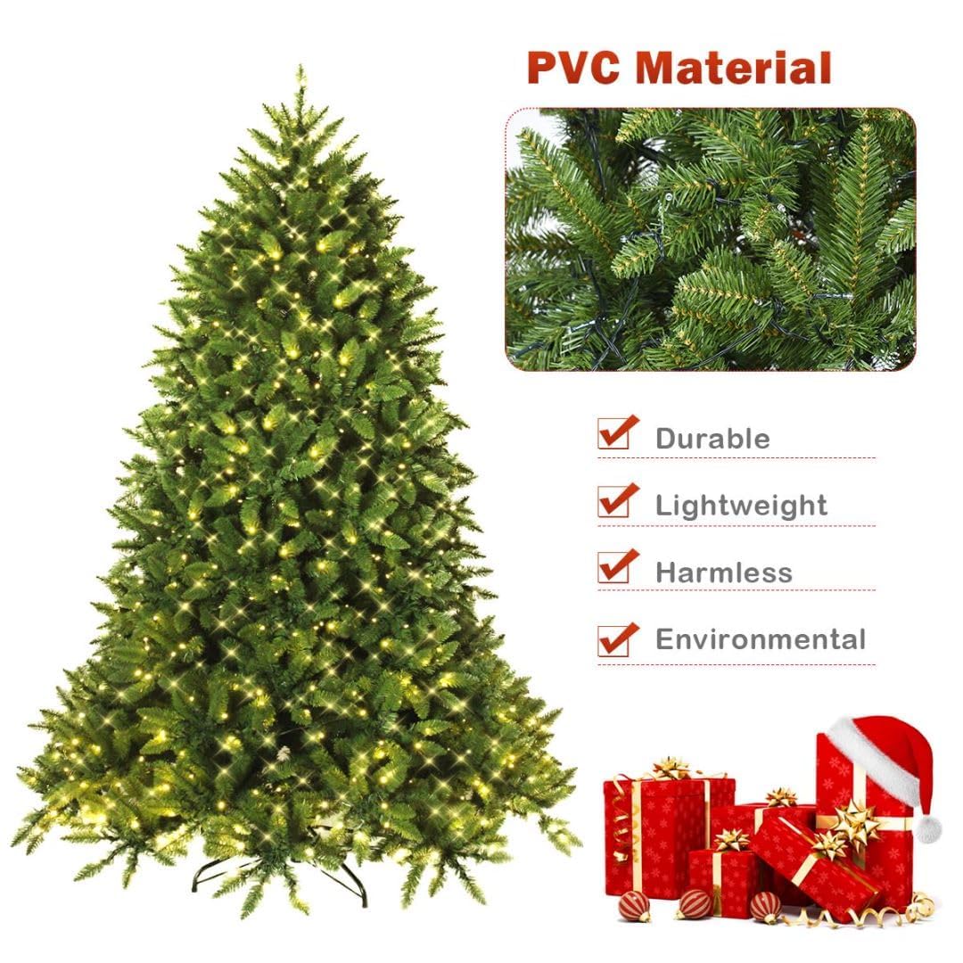 Choinka bożonarodzeniowa 5FT/6FT, sztuczna choinka z 450/650 diodami LED, 600/1250 końcówkami gałęzi i 8 trybami oświetlenia,cja na świąteczne przyjęcie do biura i domu (5FT)